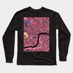 London Map Pattern in Purple & Pink Long Sleeve T-Shirt